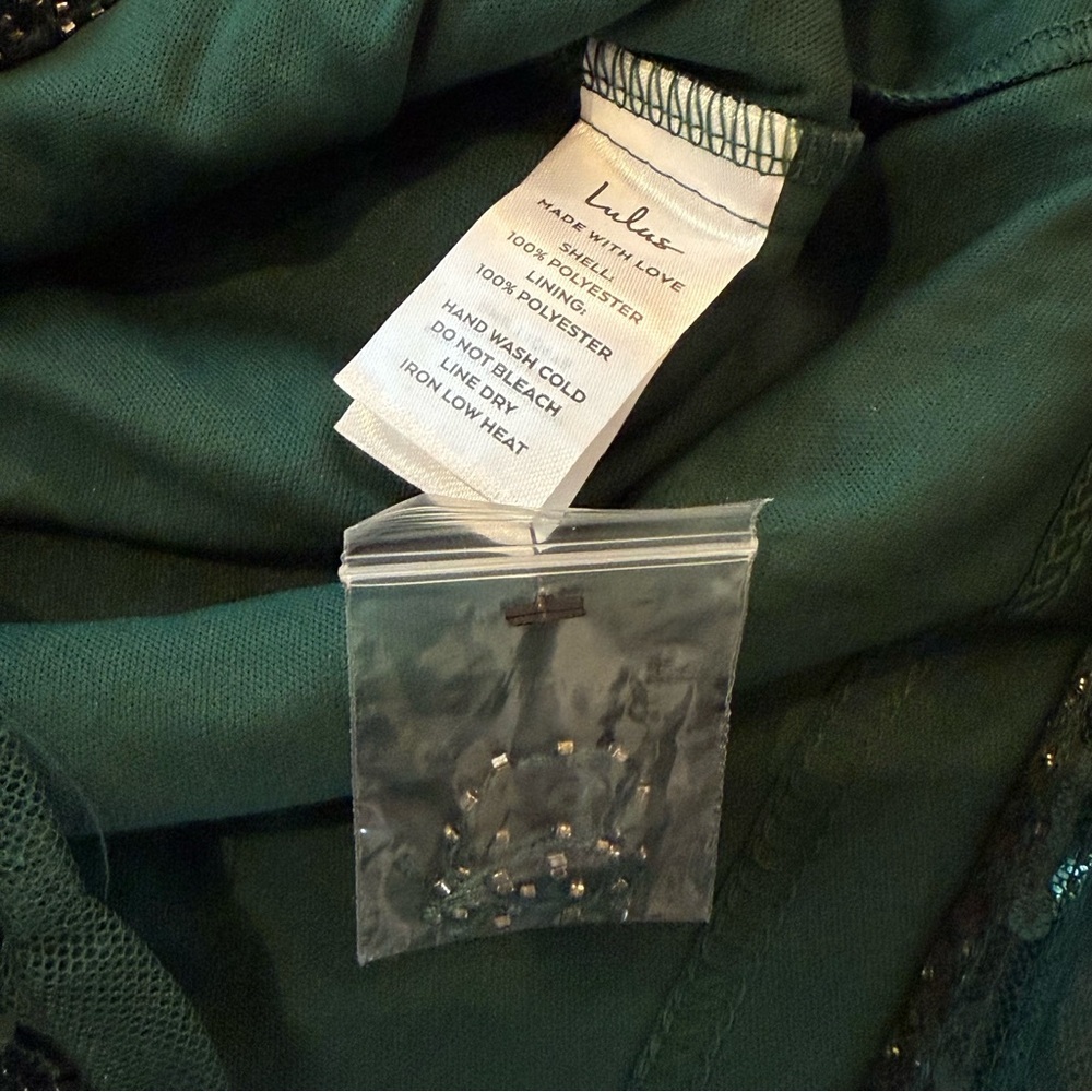 NWT Lulus Spread Your Shine Emerald Green Sequin Embroidered Bodycon Dress - Picture 6 of 10